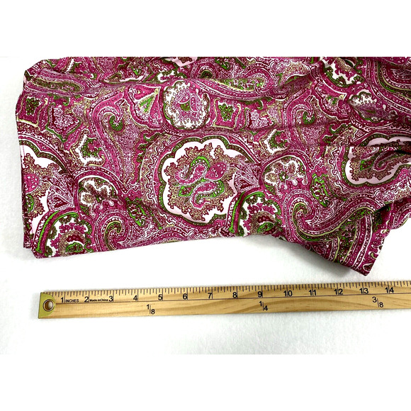 Talbots Pants Womens Size Medium Pink Green Paisley Capri Slacks Side Zip - Picture 8 of 12